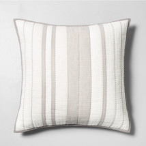 Hearth &amp; Hand with Magnolia Euro Pillow Sham Woven Stripe Jet GRAY 26 x 26 - $29.69