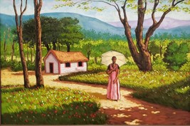 Rare Signed Samuel Machuca Countryside Landscape Art Painting Dominican Republic - £4,651.83 GBP