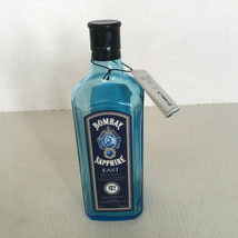 Empty Bombay sapphire east gin bottle blue bottle with etching screw cap  - $19.75