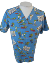 Trend Medical Scrub Shirt unisex sz M funny frogs vacation cruise ship b... - £13.17 GBP