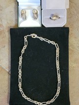 Lot of 3 David Yurman cable earrings, dome ring size 4 & 18" figaro necklace - £1,067.28 GBP