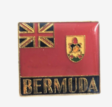 VTG Flag Of Bermuda British Island Pin Souvenir Coat of Arms Union Jack Red... - $12.99