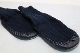 JazzyToes cable knit slipper socks navy baby boys 12-18 months leather bottom - £12.63 GBP