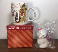 Avon Gift Collection Christmas Cheer Mug With Polar Bear Ornament 1987 K... - £7.75 GBP