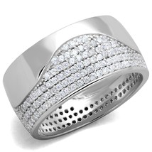 Women&#39;s Pave CZ Wide Eternity Band 925 Sterling Silver Engagement Bridal Ring - £152.71 GBP