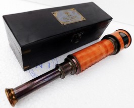 18&quot; Antique Nautical Vintage Victorian Marine Brass Telescope With Wooden Box - £36.38 GBP