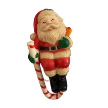 Vintage Celluloid Santa Claus With Candy Cane Shelf Sitter Christmas Decor - £11.86 GBP