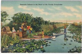 Florida Postcard Seminole Indians In The Heart Of The Everglades - £1.63 GBP