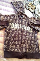 Disneyland Brown Mickey Mouse Spellout Full Zip Hoodie Sweatshirt Girls ... - $34.99