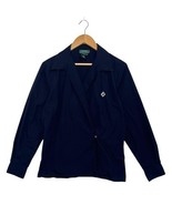 VTG Lauren Ralph Lauren Top Womens Medium Black Cotton Wrap 90s Retro Y2K - $52.81 CAD