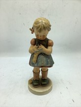 Goebel HUMMEL W Germany 6.5&quot; Figurine #255 A STITCH IN TIME Girl Knitting - $38.28 CAD