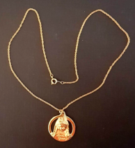 Vogue Ginny Doll Pendant Necklace Fan Club Member Rare Vtg 18&quot; Gold Plated Chain - £15.64 GBP