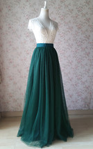 Dark Green High Waisted Tulle Skirts Bridesmaid Plus Size Tulle Maxi Skirt image 6