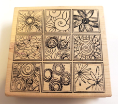 Magenta Rubber Stamps Botanical Flowers &amp; Swirls Vtg (4&quot; Large) Sectioned Stamp - £16.02 GBP