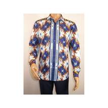 Men's Sports Shirt By Barocco Fashion Printed Long Sleeves Soft Feel ERS401 Blue image 8
