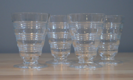 Vintage Anchor Hocking Banded Rings clear set of 4 juice glasses tumbler cordial - £7.98 GBP