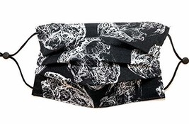 Pleated Black White Tumbled Skull Face Mask, Smoke Tattoo X-Ray, 100% Pr... - $18.71 CAD