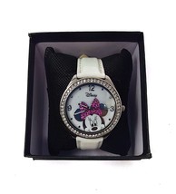 Disney Sparkle Minnie Mouse Ladies White Strap Watch Pink Bow SR626SW - £17.05 GBP