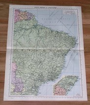 1940 Original Vintage Wwii Map Of Brazil / South America - £17.19 GBP