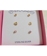 Lily Nily 18K Gold /Sterling Silver Children&#39;s Pink  Zirconia Stud Set C... - £18.54 GBP