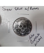 HOBO Sugar Skull With Roses Made From A Buffalo Nickel SIGNED - $317.00 MXN
