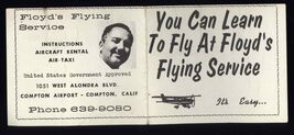 FLOYD'S FLYING SERVICE Compton CA * CESSNA advertising coupon both sides... - $9.95
