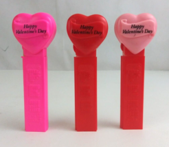 Lot of 3 Valentine&#39;s Day Heart Pez Dispensers Red, Light Pink, &amp; Hot Pink (C) - £7.74 GBP