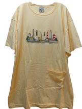 Alore One Size women yellow swim suit cover  t shirt dress Lighthouses S... - $17.66