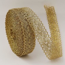 Gold Lace Trim Vintage Crochet Lace Ribbon Craft Gold Lace For Sewing, Gift Pack - £17.97 GBP