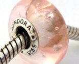 Authentic PANDORA Pink Effervescence Murano Glass Bead Charm 791615CZ New - $29.44