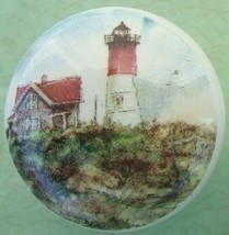 Cabinet Knobs W/ Lighthouse White red Cape cod - £4.06 GBP