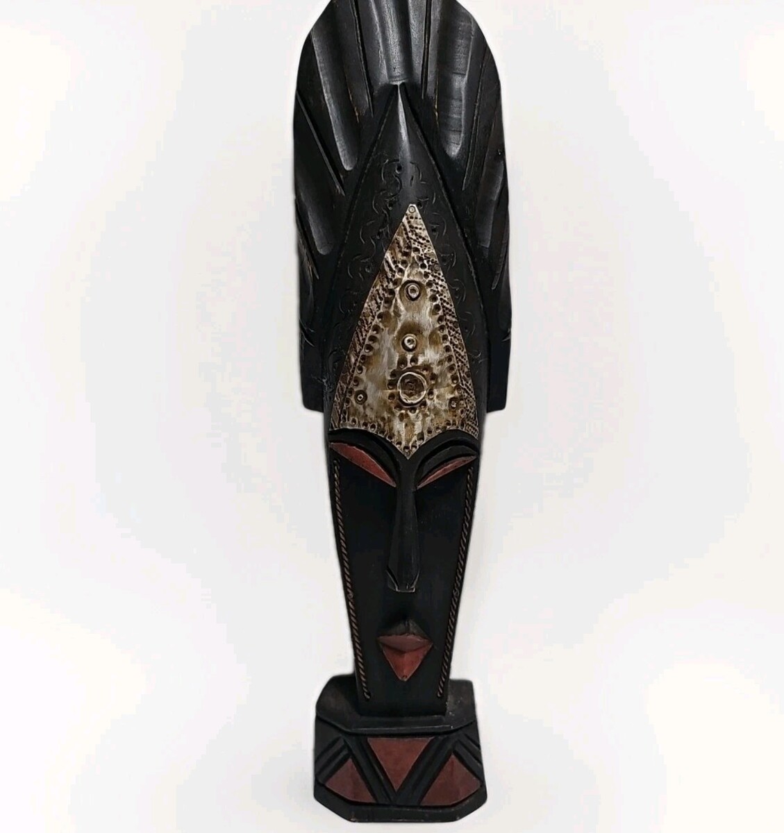 Hand-Carved Wooden Mask Unique Wall Art Decor 19&quot; Tribal Design Made In ... - $21.78