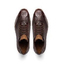 calfskin and genuine caiman crocodile fashion sneaker Shoes Roma Brown image 5