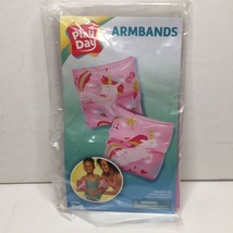 Play Day 2 Sets Armbands Pink Unicorns  Inflated Kids Swim Pool Summer - $9.99