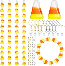 48 Candy Corn Beads Glass Halloween Jewelry Making Supplies Set 17mm Kit - $18.80