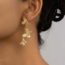 18K Gold-Plated Textured Linked Butterfly Drop Earrings - £11.00 GBP
