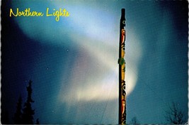 Postcard Northern Lights Totem Pole Aurora Borealis University of Alaska... - $8.53