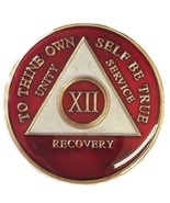 2 Year Red Tri-Plate Alcoholics Anonymous Medallion- AA Sobriety Chip - $17.81
