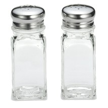 Tablecraft Square Glass 2 Oz Salt & Pepper Shakers with S/S Tops - £11.34 GBP