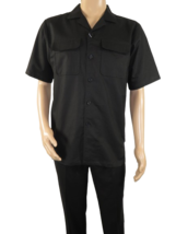 Men Stacy Adams Linen 2pc Walking Leisure Suit Shirt pants set 3510 Black - £31.85 GBP