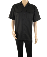 Men Stacy Adams Linen 2pc Walking Leisure Suit Shirt pants set 3510 Black - £63.92 GBP