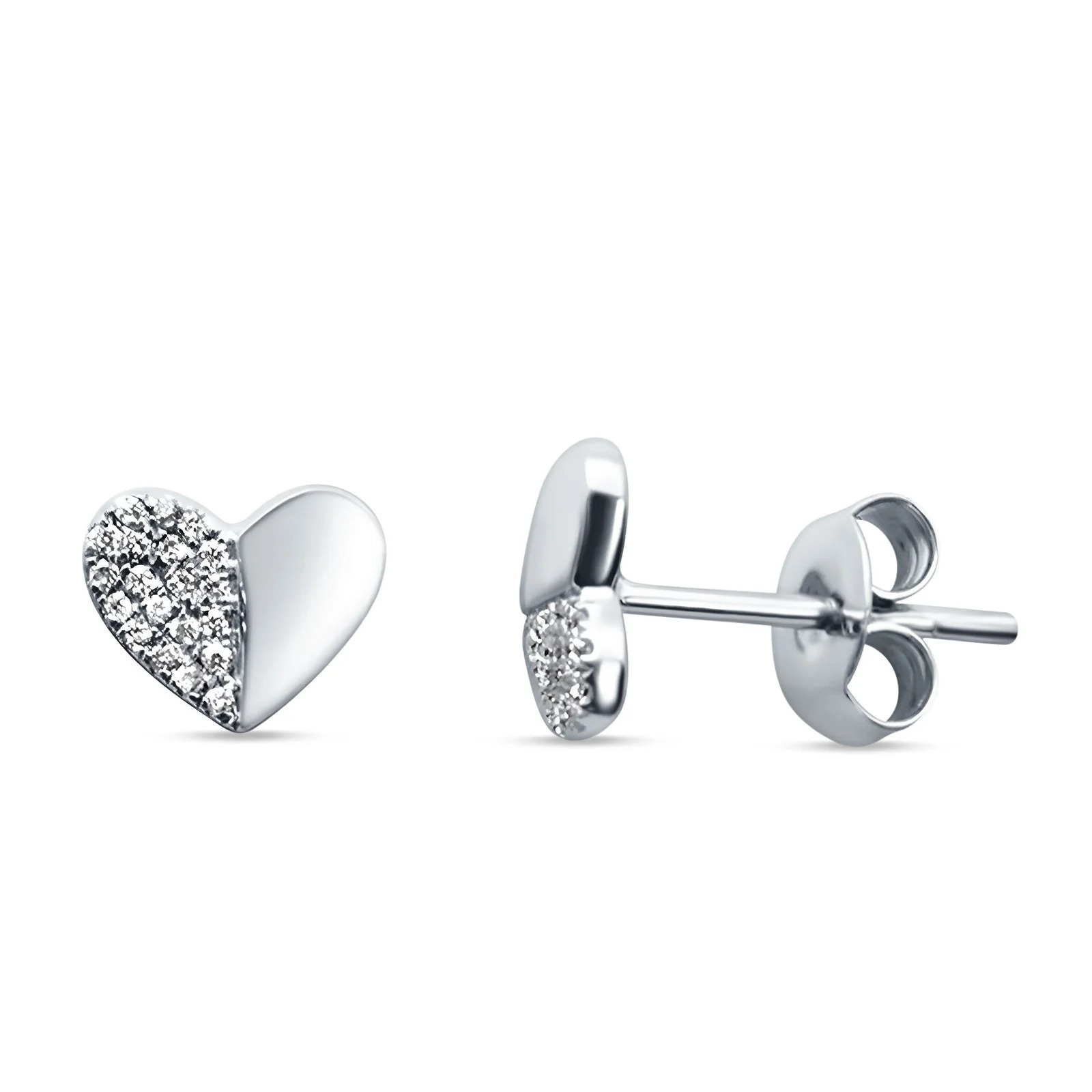Primary image for 2.00 Ct Round Cut CZ White Diamond Heart Stud Earrings 14K White Gold Finish