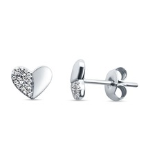 2.00 Ct Round Cut CZ White Diamond Heart Stud Earrings 14K White Gold Finish - £63.92 GBP