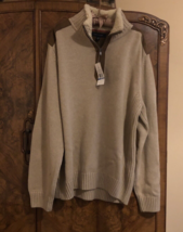 Tommy Hilfiger Men&#39;s XL 2009 Sweater NWT sherpa collar 1/4 zip oatmeal color - £99.24 GBP
