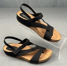 Euro Soft Women&#39;s Gianetta Black Sandals Size 7.5 Hook &amp; Loop Closure Cork Soles - £20.09 GBP