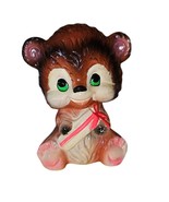 Vintage japanese Teddy Bear Colorful ceramic big eye figurine japan bank... - $37.24