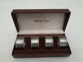 4 Vintage Nordstrom Pewter Round Napkin Rings in Original Box - £20.93 GBP