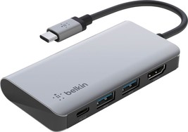Belkin - USB-C 4 in 1 Multiport Adapter - 4K HDMI - Gray - $13.47