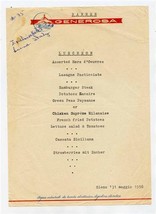 Excelsior Hotel Banner Luncheon Menu Siena Italy 1958 Generosa Mineral Water - £14.24 GBP