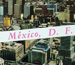 Saludos Desde Mexico DF Vintage Postcard Aerial Panoramic View Greetings - £19.16 GBP